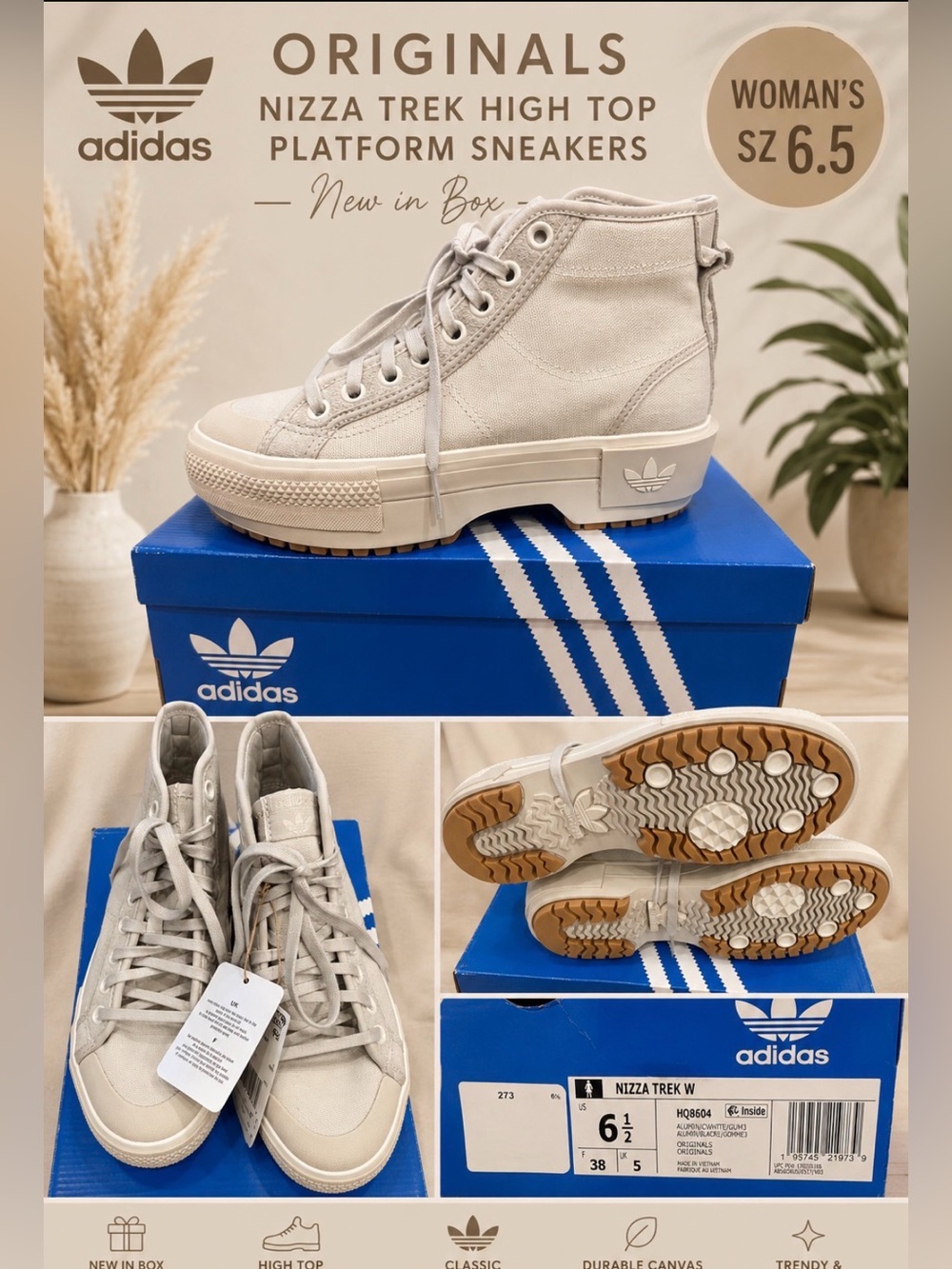 New in box Adidas Women’s Original Nina Trek Canvas Sneaker Boots Size 6.5